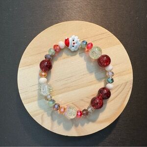Kids Festive Multicolor Bead Bracelet with Christmas Charm